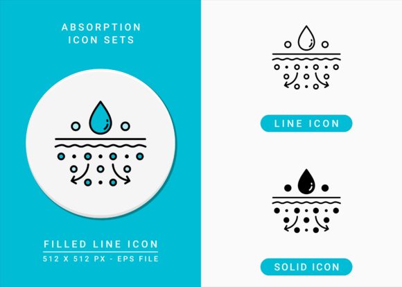 Absorption Icons Set: A Modern Graphic Design Asset for Content Creators