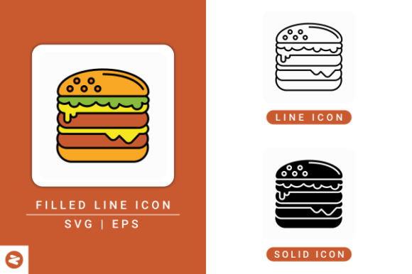 Burger Icons Set: A Versatile Graphic Design Asset for Crafters