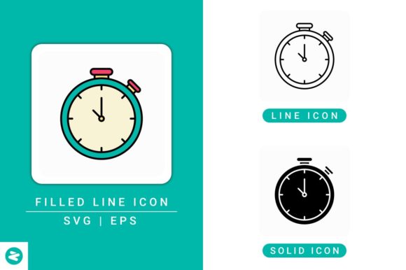 Clock Timer Icons Set: A Modern Graphic Design Asset for Sellers