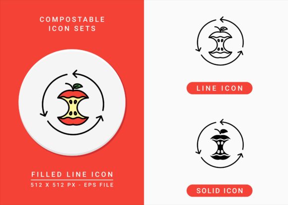 Compostable Icons Set: A Design Asset for Eco-Friendly Branding and Local Business Appeal