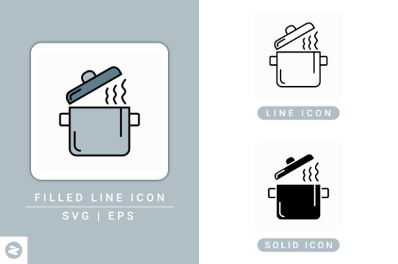 Cooking Pot Icons Set: A Versatile Graphic Design Asset for Modern Branding