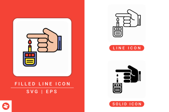 Diabetes Test Icons Set: A Modern Graphic Design Asset for Health-Focused Branding
