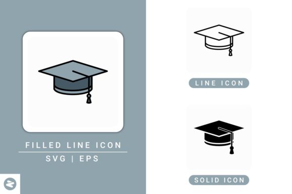 Education Cap Icons Set: A Versatile Graphic Design Asset for Creative Projects