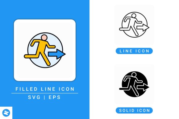Emergency Exit Icons Set: A Bold Graphic Design Asset for Modern Content
