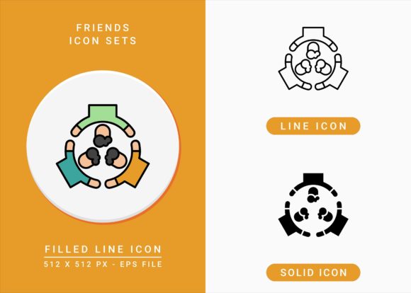 Friends Icons Set: A Modern Graphic Design Asset for Content Creators