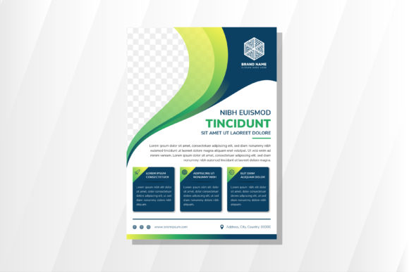 Green Blue Vertical Flyer Wave: A Modern Graphic Design Asset for Print Projects