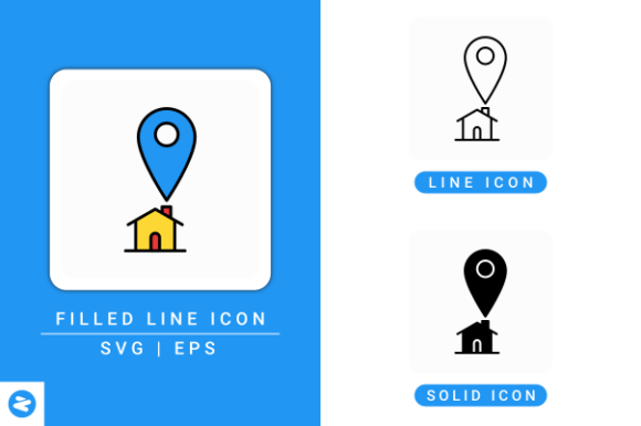 House Pin Icons Set: A Versatile Graphic Design Asset for Local Business Branding