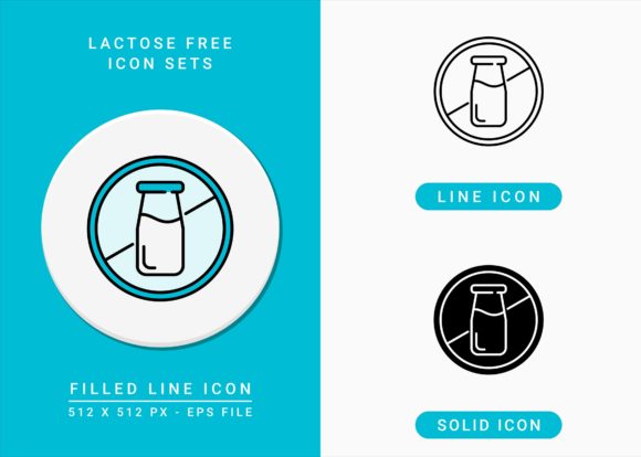 Lactose Free Icons Set – A Practical Graphic Design Asset for Digital Sellers