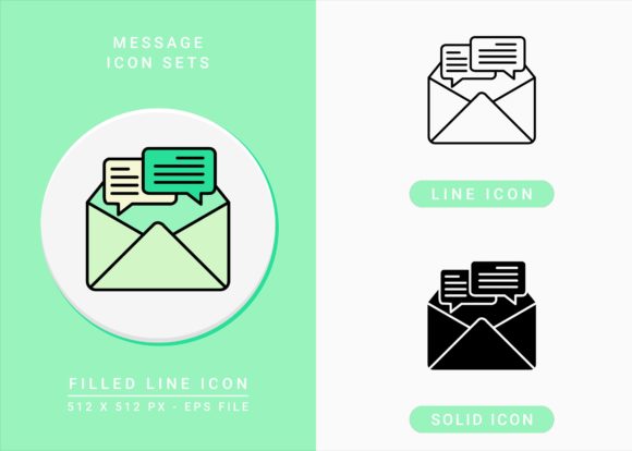 Message Icons Set: A Versatile Graphic Design Asset for Handmade Creators
