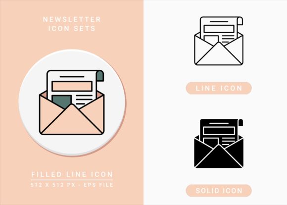 Newsletter Icons Set: A Modern Graphic Design Asset for Local Business Branding