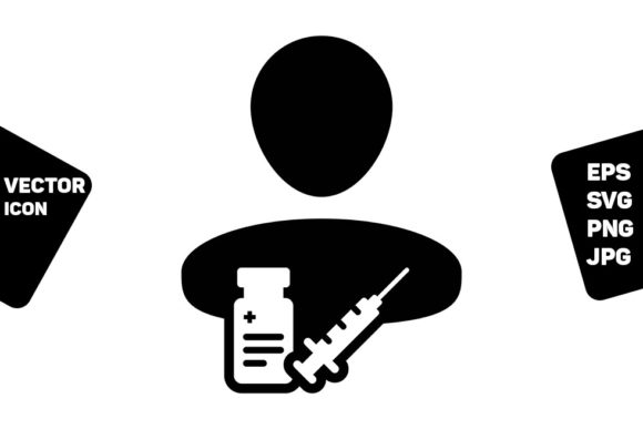Person Icon Vector with Vaccine Syringe for Real Crafting and Design Projects