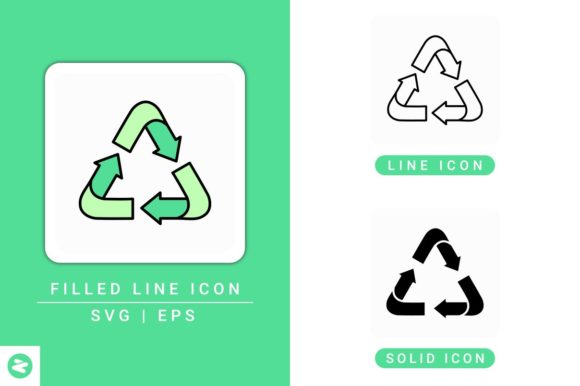 Recycle Icons Set: A Versatile Graphic Design Asset for Green-Themed Content