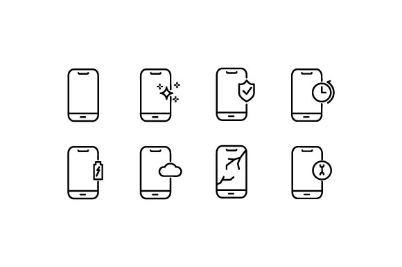 Smartphone Line Thin Icon Set Review for Embroidery Projects