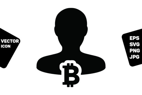 User Icon Vector Bitcoin Blockchain Sign for Commercial Graphics