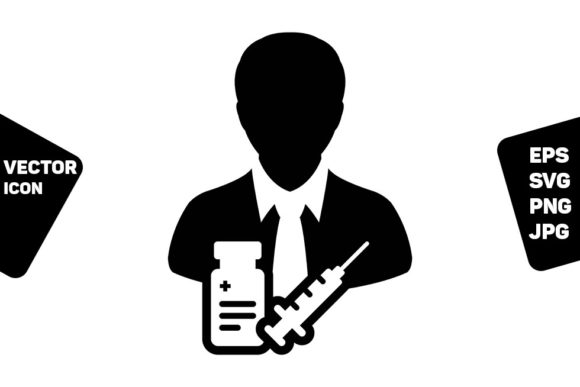 Vaccine Icon Vector Syringe Male User: A Strong Graphic Design Asset for Modern Branding