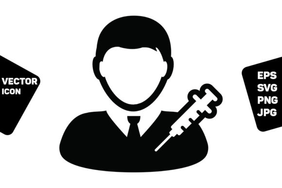 Vaccine Icon Vector with Syringe Male: A Graphic Design Asset for Medical-Themed Merch