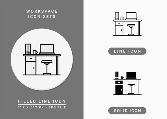 Workspace Icons Set: A Clean Graphic Design Asset for Modern Branding
